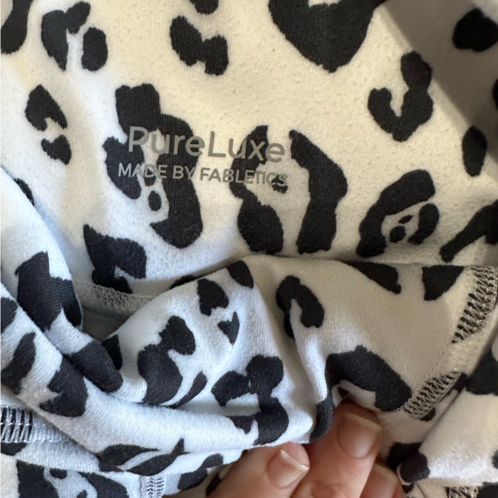 Fabletics White & Black Leopard Print High-Waist Leggings - Picture 2 of 3